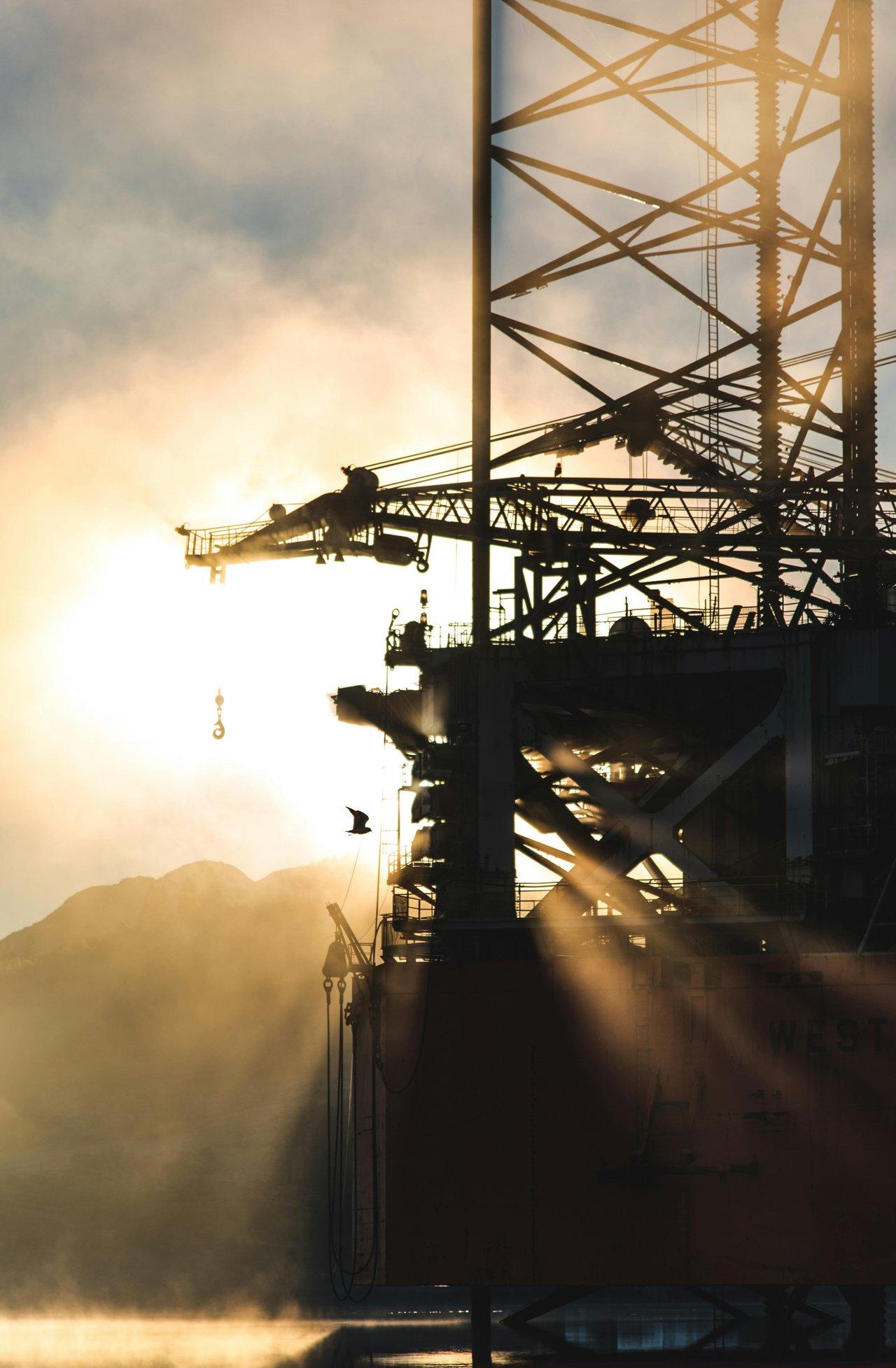 Industrial infrastructure at sunset